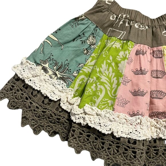 Mustard Pie 3T Mixed Print Lace Twirl Skirt - Picture 2 of 7